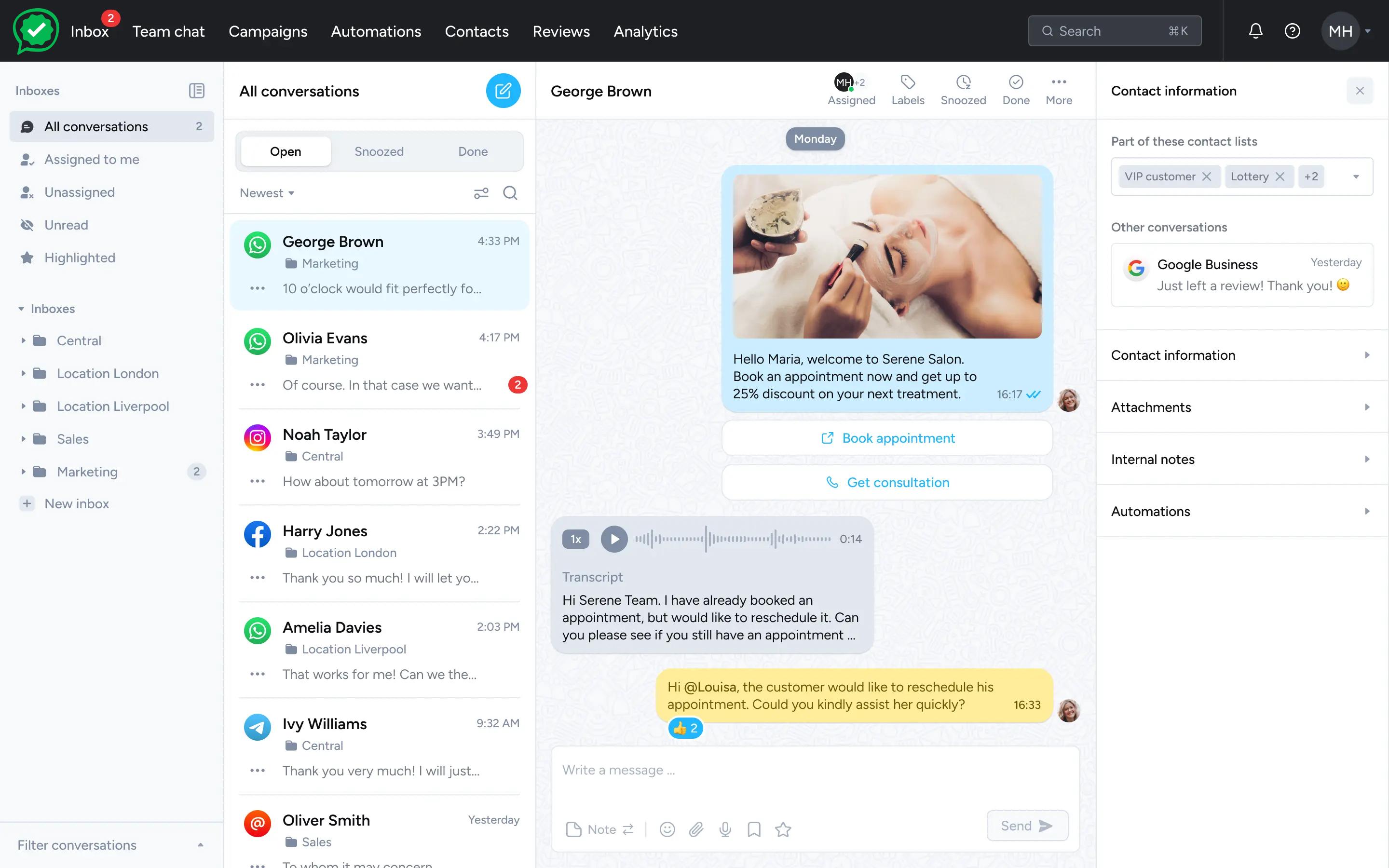 WhatsApp dashboard