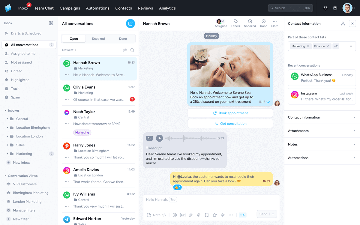 WhatsApp dashboard